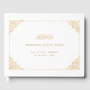 Livre D'or Elégant Vintage Gold White Cream Musulman Mariage