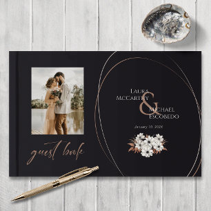 Livre D'or Élégant Vintage photo florale noir