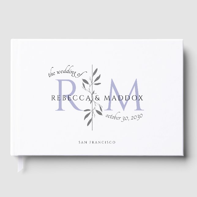 Livre D'or Elegant Wedding Lavender Botanical Monogram (Recto)
