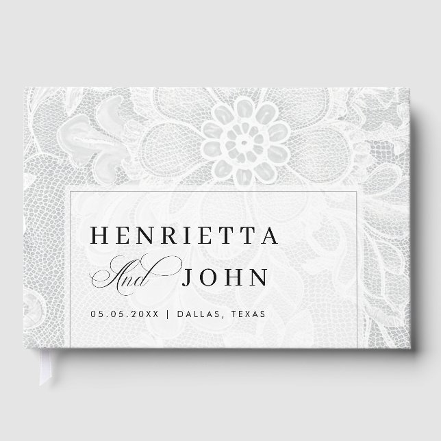 Livre D'or Elegant White Vintage Lace Wedding (Recto)