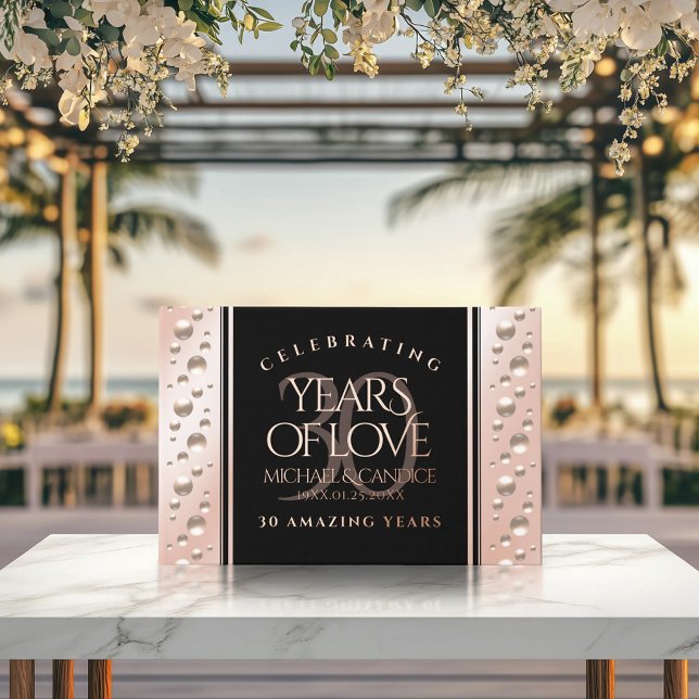 Livre D'or Elégante 30ème Mariage Pearl Anniversaire de céléb (EO 30th Pearl Wedding Anniversary 9x6-inch Foil Guest Book Cover Photo)