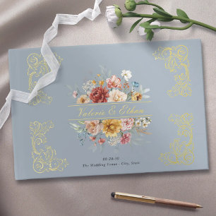 Livre D'or Elégante aquarelle Floral Jardin Mariage Or