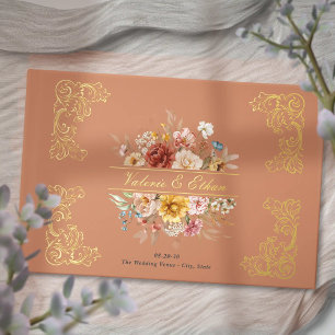 Livre D'or Elégante aquarelle Floral Jardin Mariage Or
