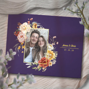 Livre D'or Elégante aquarelle Floral Mariage Photo Gold
