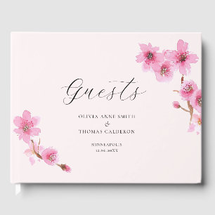 Livre D'or Elégante aquarelle Ressort Cherry Blossom Mariage