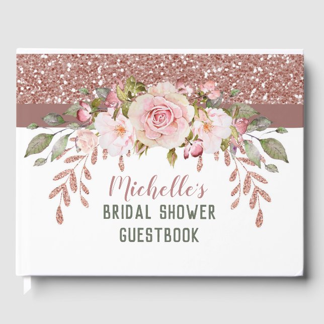 Livre D'or Élégante Baby Shower Rose Gold Watercolor (Recto)