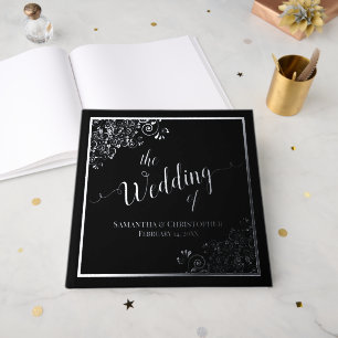 Livre D'or Élégante calligraphie Mariage noir et argent