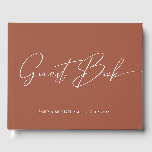 Livre D'or Élégante calligraphie moderne Mariage en terre cui (Recto)