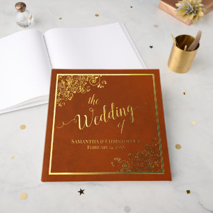 Livre D'or Élégante calligraphie rouille Orange Mariage d'hui
