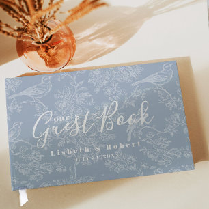 Livre D'or Élégante Chinoiserie Floral Vintage Blue Mariage