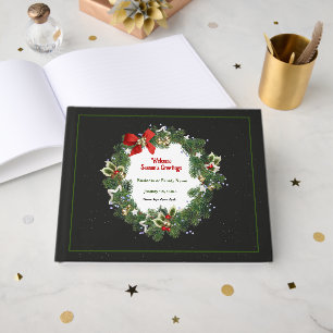 Livre D'or Élégante couronne de Noël Florale Personnaliser