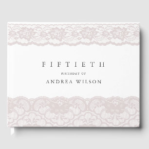 Livre D'or Élégante Dentelle rose 50e fête d'anniversaire