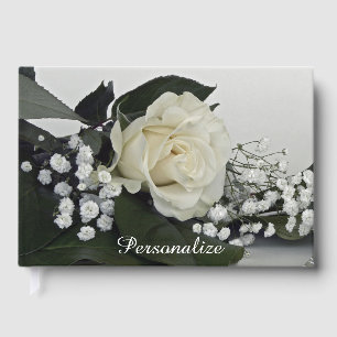 Livre D'or Elégante et romantique Rose blanche Personnaliser