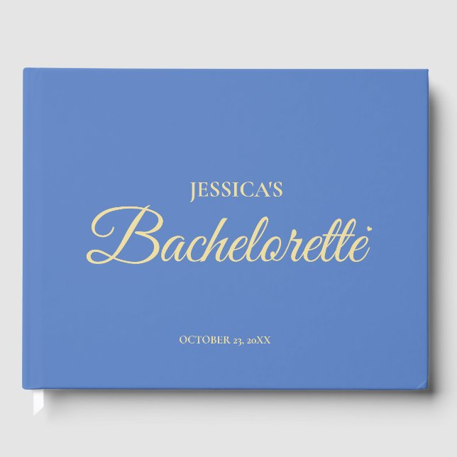 Livre D'or Élégante fête de Bachelorette Bleu Poussiéreux (Recto)