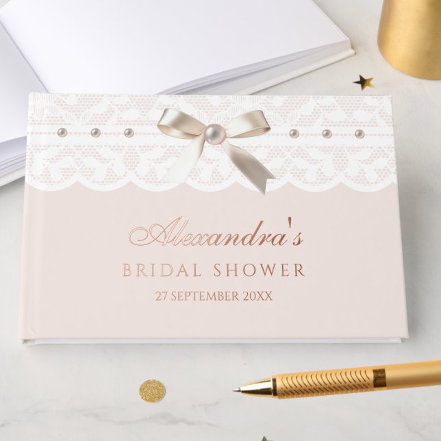 Livre D'or Elégante Fête des mariées de dentelle de cabot ros (Créateur téléchargé)