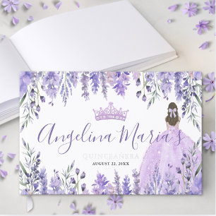 Livre D'or Élégante Fleurie Violette Quinceanera