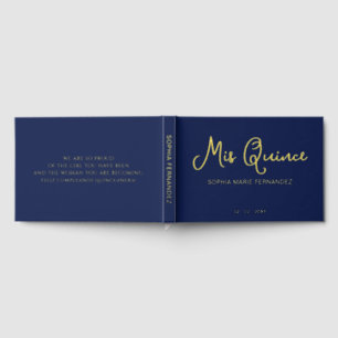 Livre D'or Elégante Marine moderne Gold Quinceañera