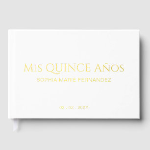 Livre D'or Elégante photo en or blanc moderne Quinceañera