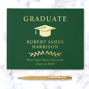 Livre D'or Élégante Photo Gold Foil Green Graduation Party