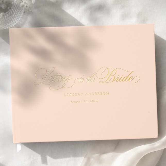 Livre D'or Élégante police de caractères scriptée rose doré p (Elegant Scripted Font Peach Bridal Shower Foil Guest Book)