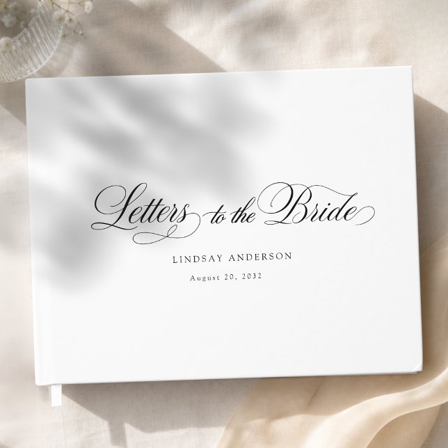 Livre D'or Élégante police de caractères scripturée blanche p (Elegant Scripted Font White Bridal Shower Guest Book)