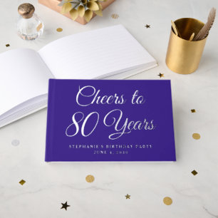 Livre D'or Elégante Purple Cheers à 80 Ans 80e Anniversaire