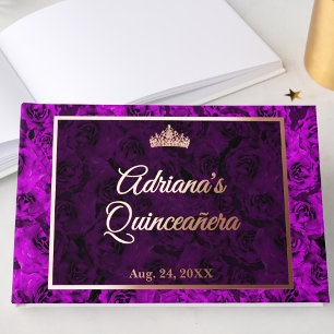 Livre D'or Élégante Quinceanera Fleurie Rose Gold Pourple