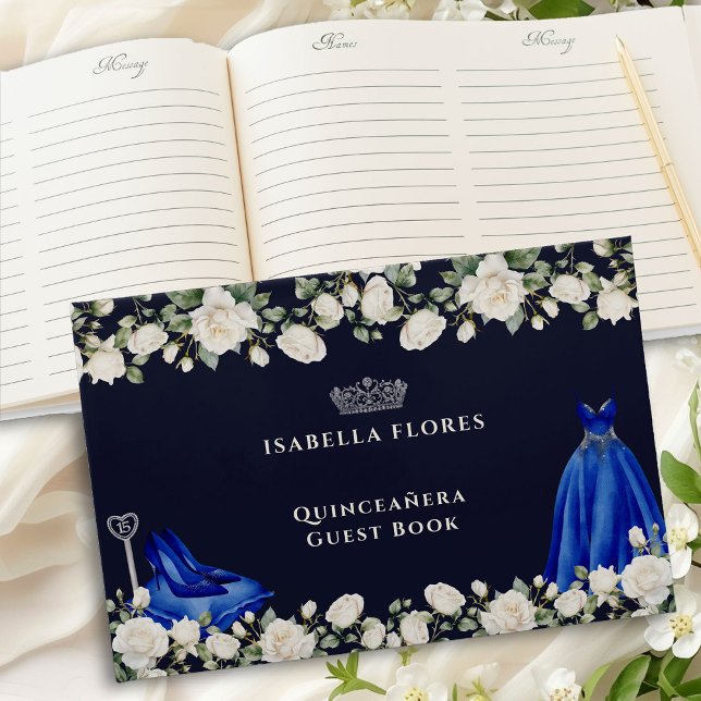 Livre D'or Elégante Quinceanera Floral Princesse Robe Bleue (Guest book from the Princess Dress and Roses Quinceanera collection by Darling & May)