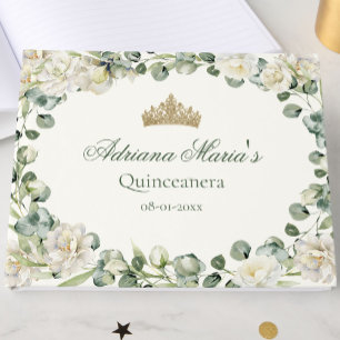Livre D'or Élégante Quinceanera Florale de Verdure