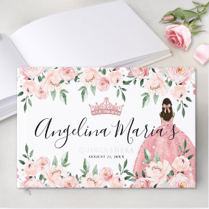 Livre D'or Élégante Quinceañera Florale Rose