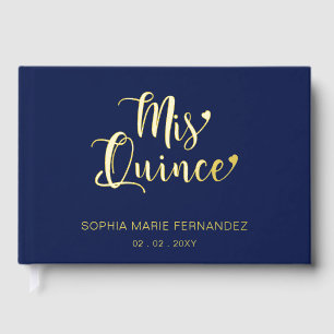 Livre D'or Élégante Quinceañera Moderne Navy Or