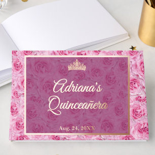 Livre D'or Élégante Rose Gold Florale Quinceanera