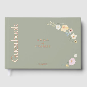 Livre D'or Élégantes fleurs de boho Sage Mariage
