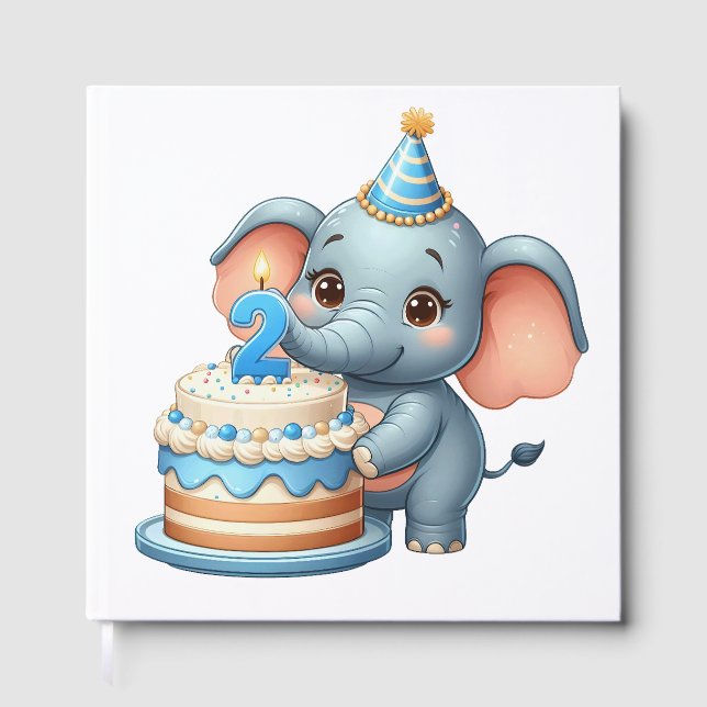 Livre D'or Éléphant Mignon 2ème Anniversaire (Recto)