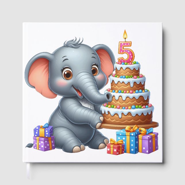 Livre D'or Éléphant Mignon 5ème Anniversaire (Recto)