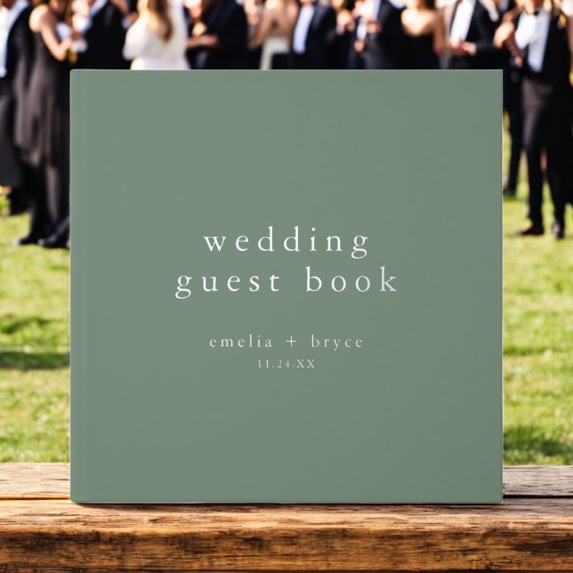 Livre D'or EMELIA Silver Foil Olive Sage Green Rustic Mariage (EMELIA Silver Foil Olive Sage Green Rustic Wedding Foil Guest Book)