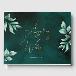 Livre D'or Emerald Eucalyptus Greenery Mariage Gold Script