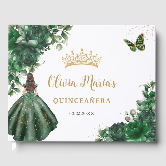 Livre D'or Emerald Green Floral Princess Gold Quinceanera (Recto)