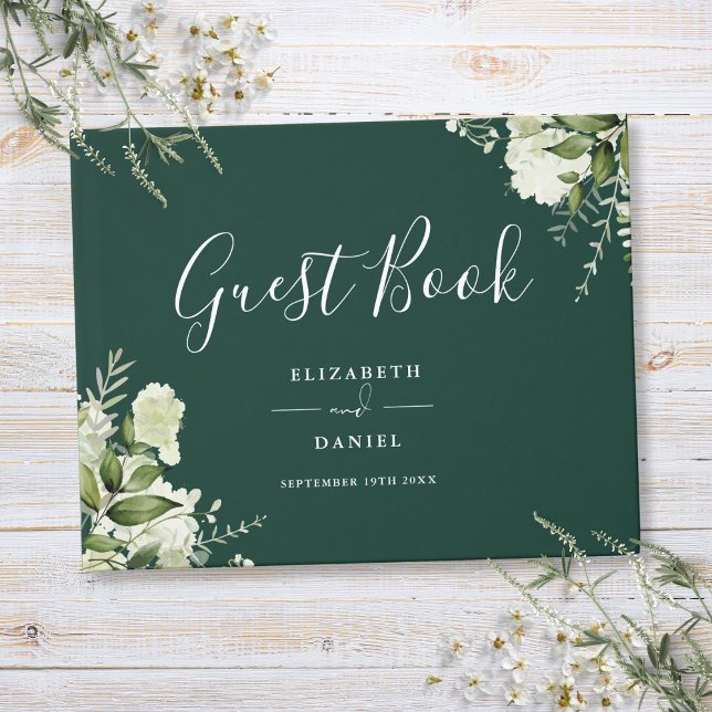 Livre D'or Emerald Greenery Floral Mariage (Emerald Greenery Floral Wedding Guest Book)