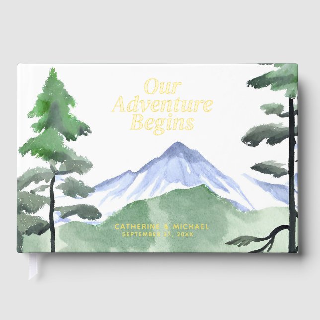 Livre D'or Emerald Greenery Mountain Pine Rustic Mariage (Recto)