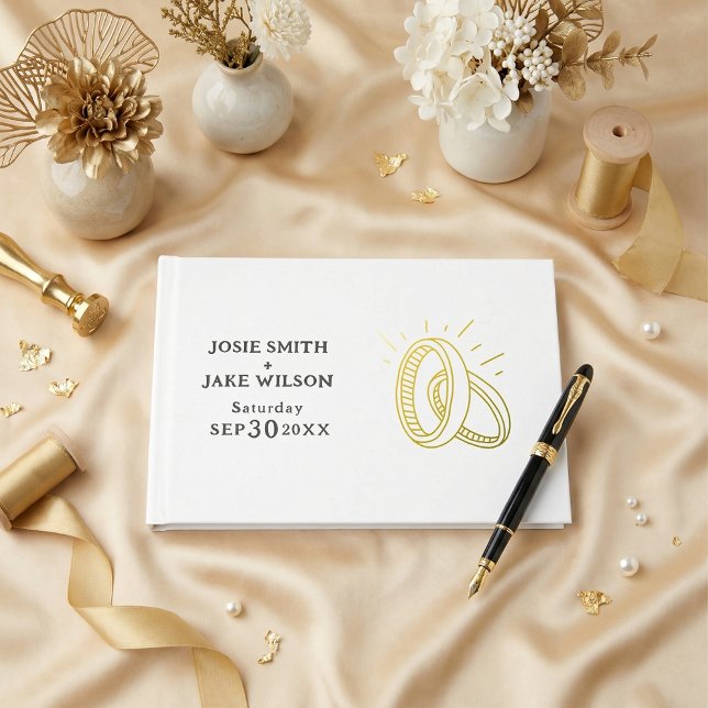 Livre d'or en feuille d'or Bagues (Gold rings Foil Guestbook)