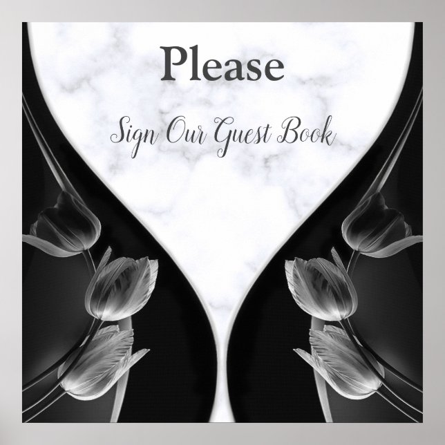 Livre d'or en marbre blanc - Tulipes abstraites no (Devant)