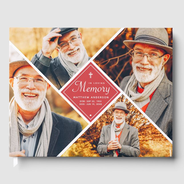 Livre D'or En Mémoire Amoureuse Croix moderne Multiphoto (Recto)