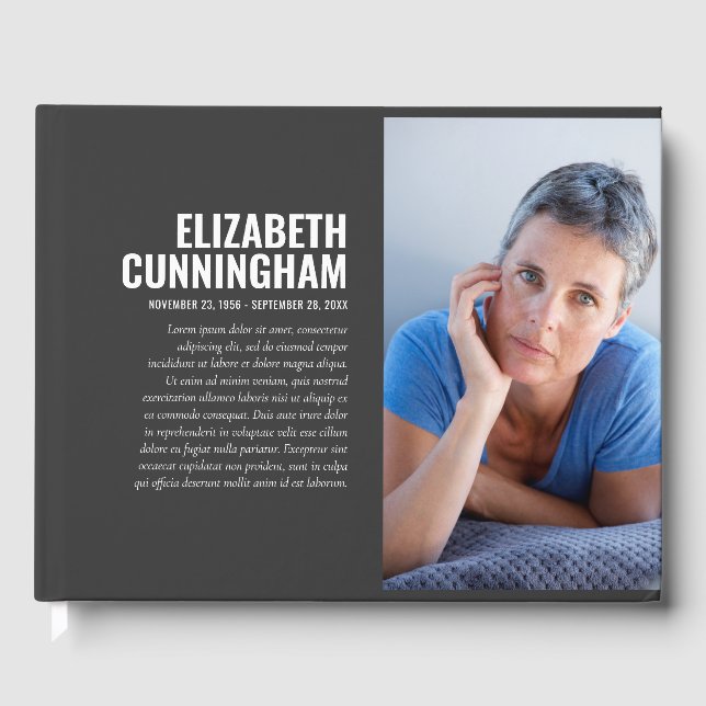 Livre D'or En Mémoire Amoureuse Mémorial Photo Simple Moderne (Recto)