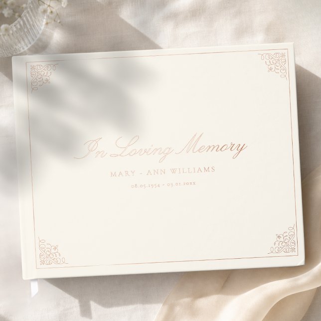 Livre D'or En Mémoire Funéraire Beige (In Loving Memory Funeral Beige Foil Guest Book)