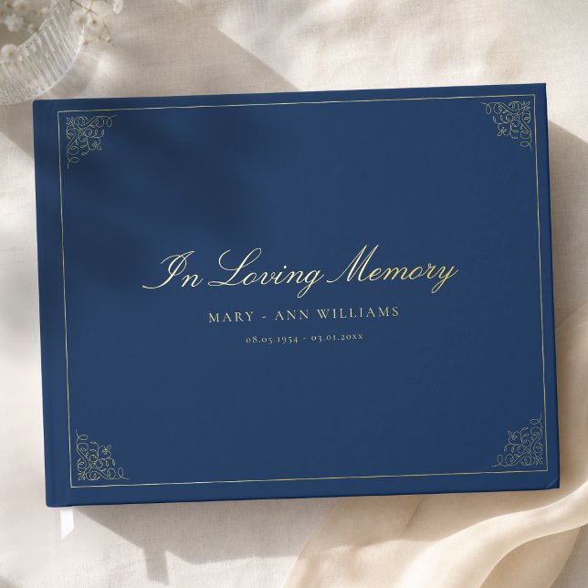 Livre D'or En Souvenir Funéraire Bleu (In Loving Memory Funeral Blue Foil Guest Book)