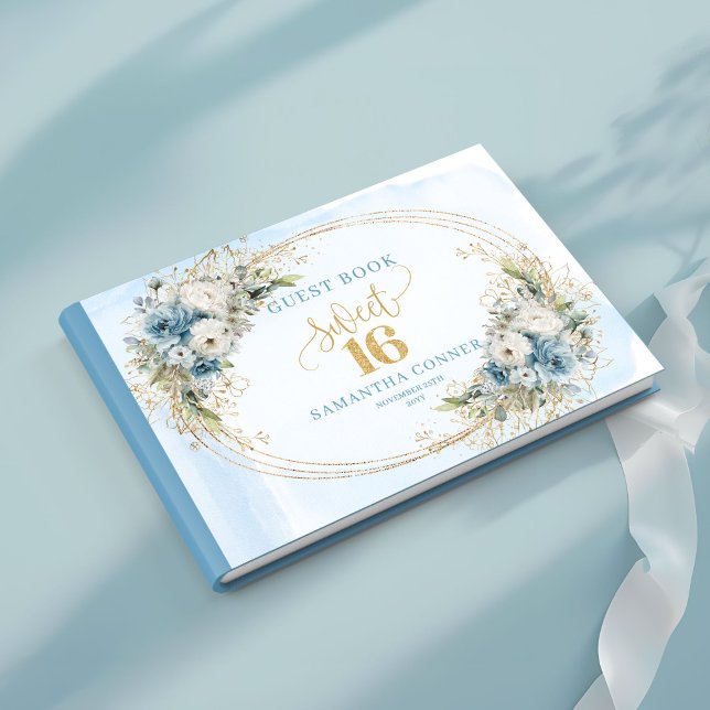 Livre D'or Enchanted Dusty Blue Greenery Sweet Sixteen Guest  (Enchanted Dusty Blue Greenery Sweet Sixteen Guest Book)