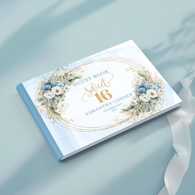 Livre D'or Enchanting Dusty Blue Floral Sweet 16th Guest Book (Enchanting Dusty Blue Floral Sweet 16th Guest Book)
