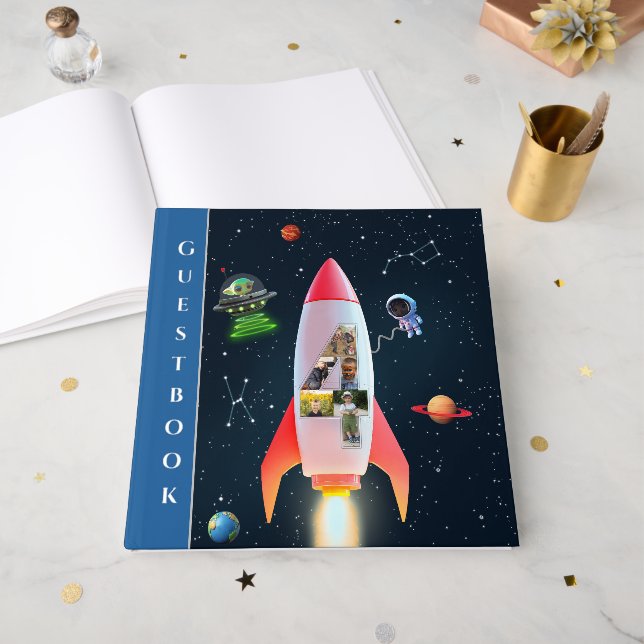 Livre D'or Énorme Quatre avec photos | Rocket Space 4e annive (Recto ouvert)