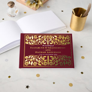 Livre D'or Épée Royale Médiévale de Mariage Fantastique Rouge